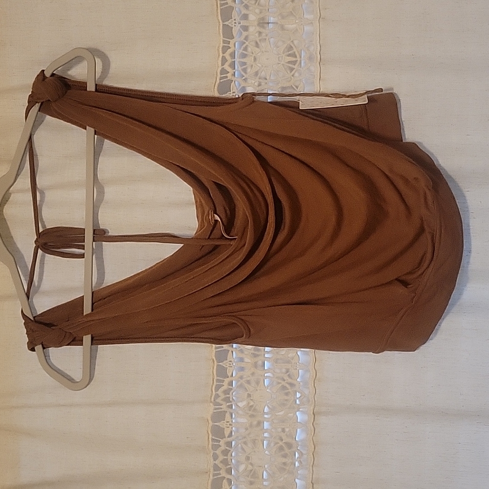 Free People Small rust brown adorable tank with drape front and back.